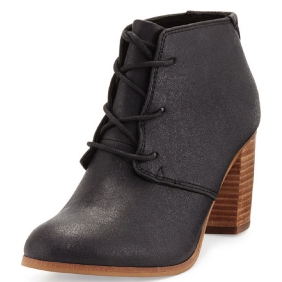 TOMS‎ Lunata Faux Leather Lace Front Ankle Bootie Size 8.5 Women - Picture 1 of 13
